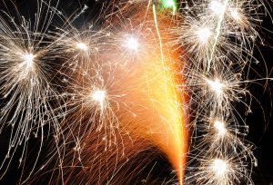 fireworks fountain at night